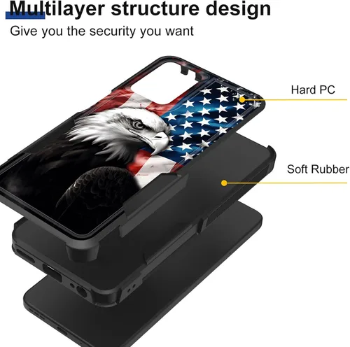 Vista 2 de para Moto G Play 4G 2024, funda de dos capas híbrida resistente y a prueba de golpes, PC duro + silicona suave protectora para Motorola Moto G Play