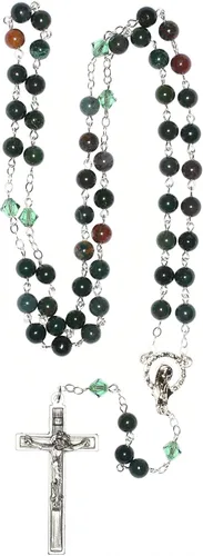 Vista 2 de Rosario de oración católica con piedras preciosas Incluye "Cómo rezar el rosario", bolsa de rosario y significado de piedras preciosas