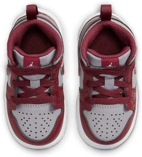Vista 4 de Jordan Toddler Air Jordan 1 Mid Retro Basketball Shoes Cherrywood Red Cement Grey White Sneakers Cherrywood Rojo/Cemento Gris/Blanco