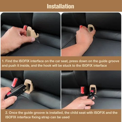 Vista 4 de ISOFIX - Guía de cierre de cinturón de interfaz, 2 piezas de hebilla de interfaz ISOFIX para asiento de automóvil, ranura guía fija, conector