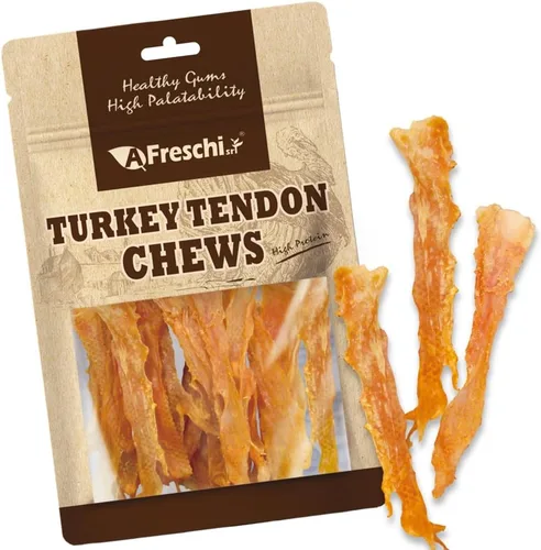 Vista 9 de AFreschi - Golosinas para perros con tendones de pavo, bobina (S), 3 onzas Masticables para cachorros sin cuero crudo