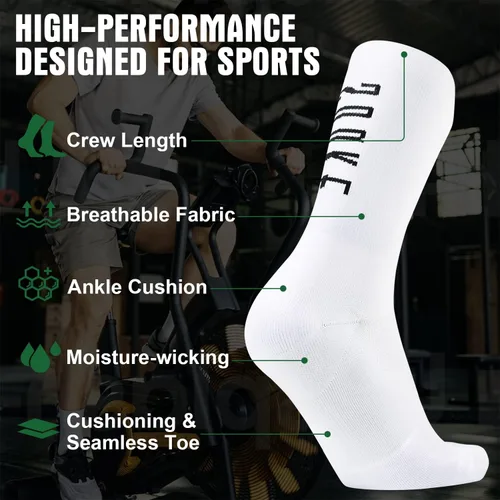 Vista 2 de Souke Sports Calcetines de ciclismo para hombres y mujeres, transpirables y acolchados que absorben la humedad, calcetines de compresión atléticos