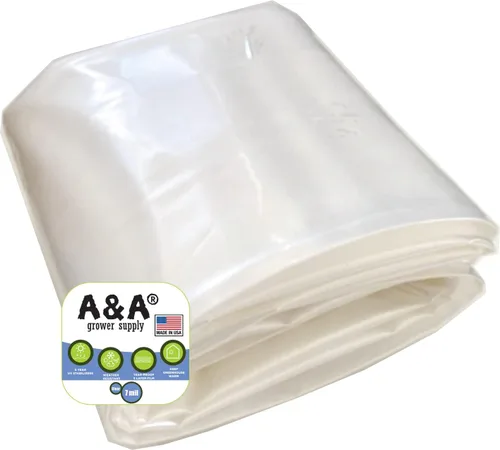 Vista 2 de A&A Película de plástico para invernaderos de 7 mil cubierta de polietileno transparente de 5 años, resistente a los rayos UV, resistente, calidad