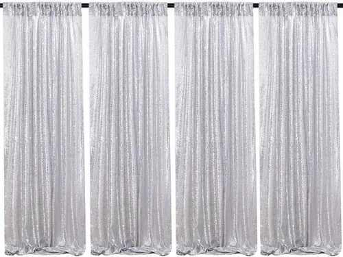 Vista 23 de B-COOL Cortinas de Fondo de Lentejuelas Azul Bebé 2 Piezas 2ftx8ft Fotografía para Fiestas Fondo Brillante Cortinas para Prom Bodas Baby Shower
