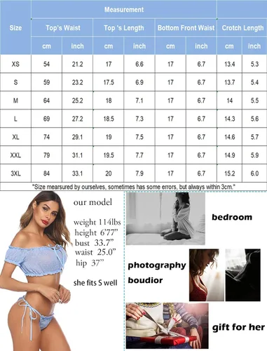 Vista 6 de Avidlove - Conjunto de brasier y braga con volantes, conjunto de lencería tipo babydoll de malla