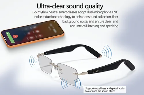 Vista 4 de Lentes inteligentes AI con gafas de seguridad Bluetooth para el trabajo cara a cara, lentes de traducción Bluetooth inalámbricos y traducción