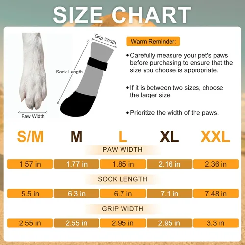 Vista 8 de BEAUTYZOO Calcetines impermeables para perros para evitar que lamen las patas, calcetines navideños para perros para suelos de madera dura