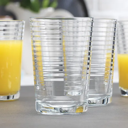 Vista 4 de Home Essentials and Beyond - Vasos de jugo de 7 onzas, juego de 4 vasos de vidrio para bebidas para jugo, whisky, cócteles, té helado, aptos