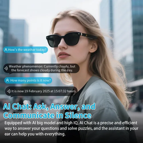 Vista 7 de Lentes inteligentes AI Translator con tecnología GPT, compatible con más de 160 idiomas, traducción en tiempo real, reducción de ruido AI, llamadas