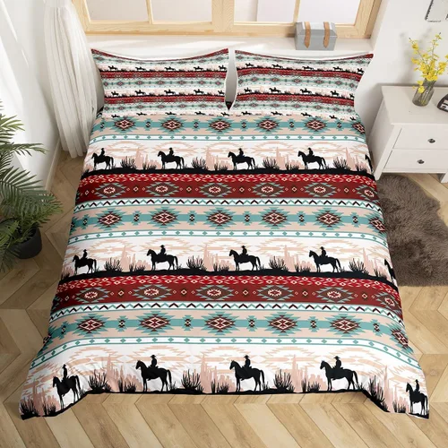 Vista 47 de Juego de funda de edredón con diseño de caballos, atrapasueños para niños, adolescentes, hombres, funda de edredón con estampado de caballos