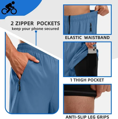 Vista 5 de Bikewa - Pantalones cortos de ciclismo de montaña para hombre, con acolchado 3D, ajuste holgado, con bolsillos con cremallera