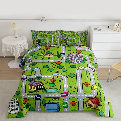 Vista 12 de jejeloiu Juego de edredón educativo para niños, tamaño matrimonial, juego de ropa de cama con números del alfabeto ABC para niños y niñas pequeños