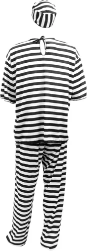 Vista 2 de Conniving Convict Mens Halloween Costume - Orange Prisoner Jumpsuit