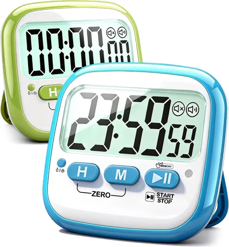 Vista 12 de Antonki Paquete de 2 temporizadores de aula para niños y profesores, temporizador digital de cocina magnético de cuenta regresiva para cocinar