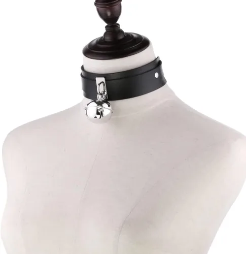 Vista 5 de FM FM42 Multicolor PU Simulated Leather Silvert-tone 4cm Large Bell Wide Collar Choker Necklace