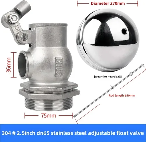 Vista 2 de Stainless steel float valve water tank tower inlet switch level control liquid controller(2.5 inches)