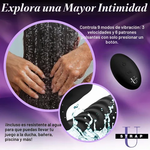 Vista 6 de Pro Rider 9X Correa de silicona vibratoria sin tirantes con control remoto