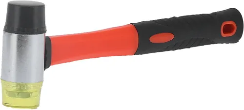 Vista 2 de Martillo de mazo de goma de doble cara de mazo suave de 1.575 in de diámetro con mango de fibra de vidrio suave de 10.4 pulgadas para construcción