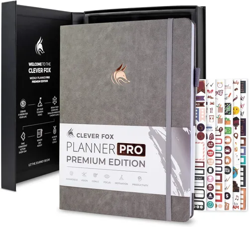 Vista 10 de Clever Fox Planner Pro Premium - Lujosa agenda semanal y mensual con organizador de presupuesto para productividad y objetivos, sin fecha, A4