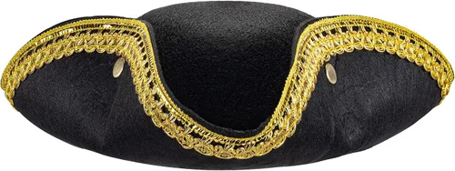 Vista 2 de Dress Up America Sombrero de tricornio para adultos - Sombrero colonial histórico para hombres - Negro - Talla única