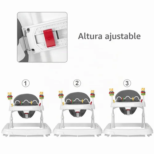 Vista 5 de Andador de bebé con ruedas para niños y niñas Gris