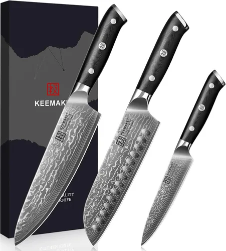 Vista 8 de Cuchillo de chef de Damasco, cuchillo de cocina de 8 pulgadas, cuchillo de damasco de 67 capas, cuchillos de cocina profesionales con núcleo japonés