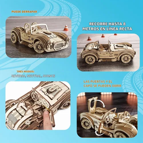 Vista 2 de UGEARS Drift Cobra Racing Car - Rompecabezas de madera 3D para adultos
