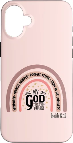 Vista 23 de Funda motivacional para iPhone 13 Pro Max Waymaker Boho Rainbow con versículo bíblico
