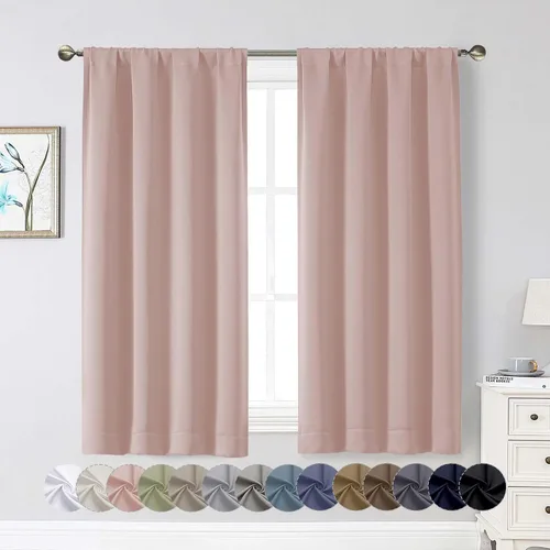 Vista 168 de Cortinas opacas para dormitorio, sala de estar, juego de 2 paneles de 54 pulgadas de largo, cortinas de oscurecimiento de habitación con aislamiento