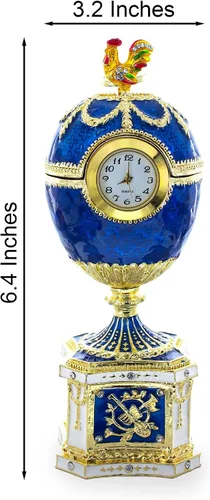 Vista 3 de 1904 Kelch Chanticleer Blue Esmalte Royal Imperial Huevo de Pascua con Reloj