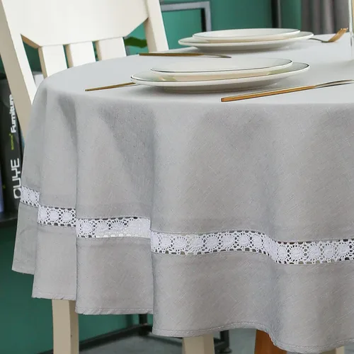 Vista 22 de EHouseHome Mantel de tela resistente con encaje blanco, impermeable, sin arrugas, resistente a las manchas, a prueba de aceite, para comedor