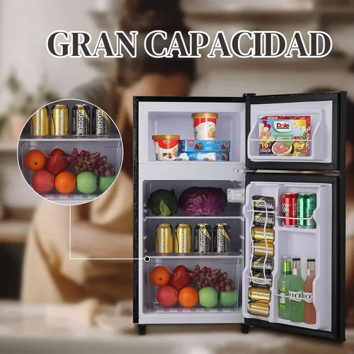 Vista 6 de WANAI - Refrigerador compacto de 3.5 pies cúbicos, diseño de 2 puertas, termostato ajustable, estantes ajustables y extraíbles, adecuado
