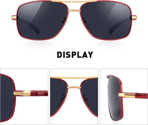 Vista 3 de MERRY'S HOT S8714 - Gafas de sol polarizadas para hombre, cuadradas, 1.772in