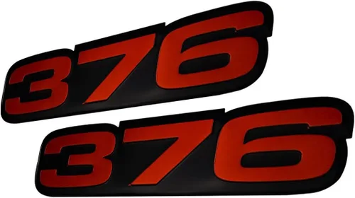 Vista 4 de VMS RACING 2X (par/juego) 376 rojo sobre negro altamente pulido emblemas de aluminio