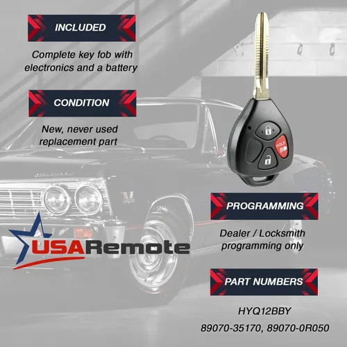 Vista 3 de Llavero de llave de auto con entrada sin llave compatible con Toyota 4Runner 2010-2016 / Rav4 2010-2012 / Yaris 2012-2015 (HYQ12BBY con chip G)