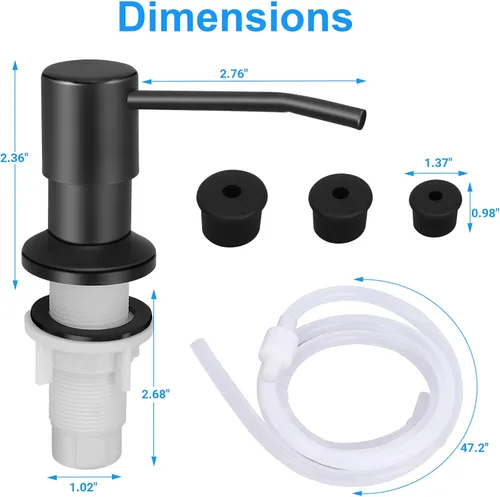 Vista 5 de Dispensador de jabón para fregadero de cocina, dispensador de jabón para fregadero, kit de tubo de extensión de 47 pulgadas, bomba dispensadora