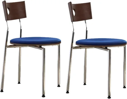 Vista 14 de Stackable Dining Chairs Set, Kitchen Chair with Curved Backrest, Upholstered Living Room Chair, Occasional Seat Dining Room Chairs with Metal
