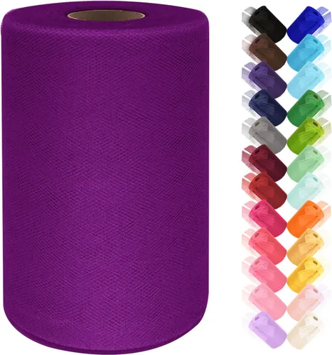 Vista 14 de Rollo de tela de tul de 6 pulgadas por 100 yardas (300 pies) cinta de tul malla transparente para bricolaje, falda tutú, envoltura de regalos, boda
