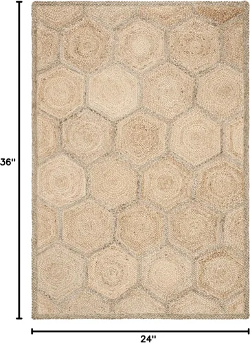 Vista 2 de SAFAVIEH Natural Fiber Collection - Alfombra decorativa, 2 x 3 pies, natural y gris, yute tejido de panal hecho a mano, ideal para zonas de alto