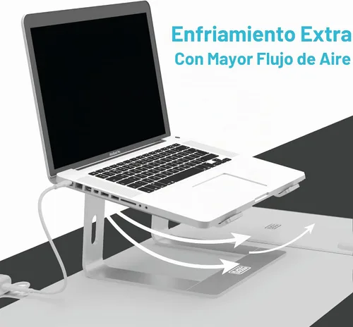 Vista 4 de BLACK+DECKER Soporte ergonómico para laptop para escritorio, soporte ergonómico para computadora portátil, compatible con MacBook Notebook, soporte