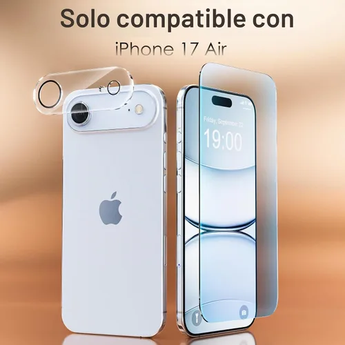 Vista 2 de Fotbor [Paquete de 3 + 3 protectores de pantalla para iPhone Air, antiluz azul, [protección ocular] 9H+ vidrio templado con protector de lente
