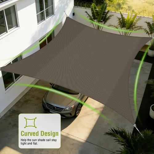 Vista 6 de Toldo rectangular de 11 x 11 pies, parasol resistente con cable de alambre y anillo en forma de A, toldo con bloqueo UV para patio, patio, césped