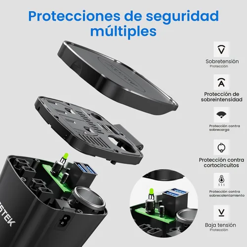 Vista 5 de BESTEK Inversor de corriente de 200 W, adaptador de toma de corriente de enchufe de coche de 12 V CC a 110 V CA con [USB-C de 30 W]/cargador rápido
