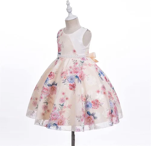 Vista 3 de Cosplay Life Floral Dress for Girls and Young Adults Fashion Flower Waistline Kids Party Festival Dress Ages 5-9 Years Old
