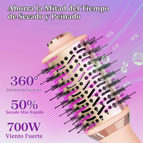 Vista 5 de Cepillo Secador de Cabello Cepillo Secador en Uno, Cepillo Secador de Cabello 4 en 1 Secador con Barril Ovalado, Mini Cepillo de Aire Caliente