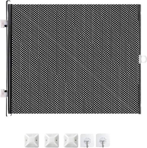 Vista 2 de Puerta retráctil para gatos y perros para interiores, para escaleras, sin perforación, valla antis, puertas de PVC para perros, para puertas