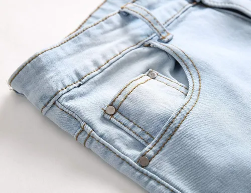 Vista 4 de WISHPIG Pantalones vaqueros rectos para hombre rasgados y estirados