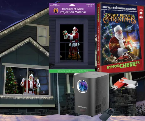 Vista 22 de HoliScapes® Kit de proyector USB - Taller de Santas + proyector + pantalla de proyección de 48 x 72 pulgadas