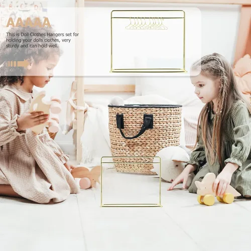 Vista 8 de Toddmomy - Perchero miniatura para muñecas con 10 mini perchas de metal para muñecas de ropa, soporte de almacenamiento para accesorios de casa
