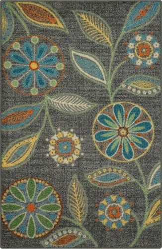 Vista 53 de Maples Rugs Reggie - Alfombra bohemia con estampado floral, 1 pies 8 Gris oscuro